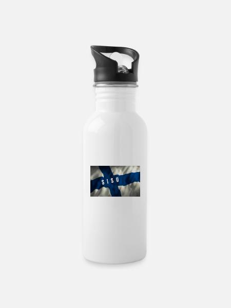 Gedärme - Trinkflasche mit integriertem Trinkhalm - Weiß