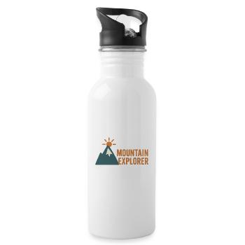 Abenteuerlicher Bergsteiger Motiv - Trinkflasche mit integriertem Trinkhalm - Weiß - Rechts