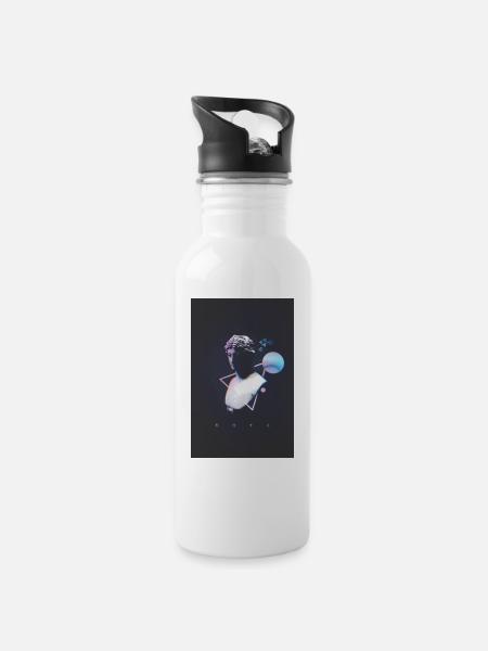 Modern Art - Trinkflasche mit integriertem Trinkhalm - Weiß
