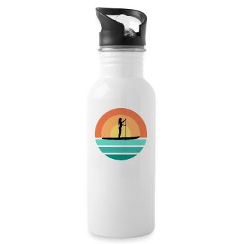 SUP Girl Stand Up Paddle Femme dans Retro Sunset - Gourde avec paille intégrée - blanc - Droite