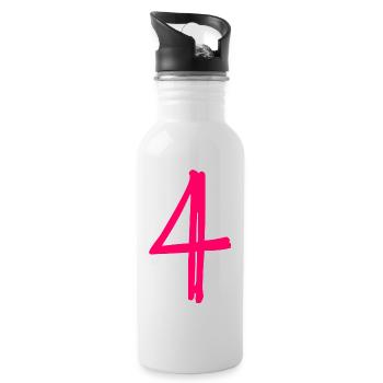 4 YEARS. 4th ANNIVERSARY. BIRTHDAY 4 YEARS. 4 - Water bottle with straw - white - Right
