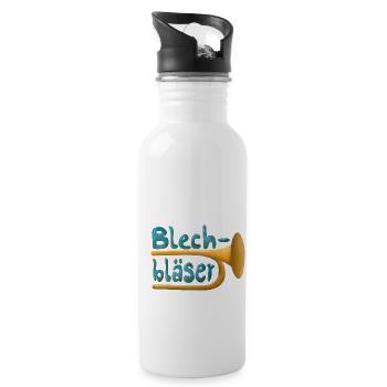 Blechbläser Design - Trinkflasche mit integriertem Trinkhalm - Weiß - Rechts