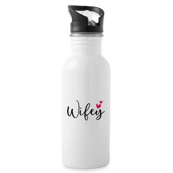 Funny Wifey - Water bottle with straw - white - Right