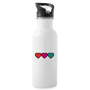 COUPLE. VALENTINE'S DAY. HEART. CHRISTMAS. JUST MARRIED. - Water bottle with straw - white - Right