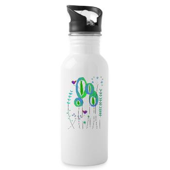 Forest abstract - Water bottle with straw - white - Right