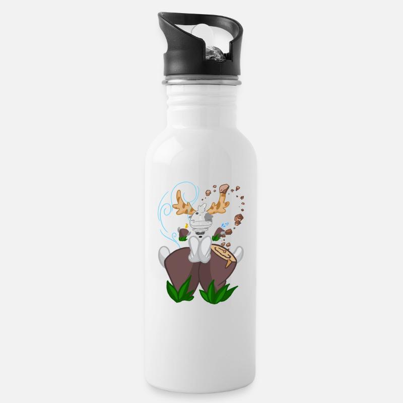 Zen und Totem - Trinkflasche mit integriertem Trinkhalm - Weiß