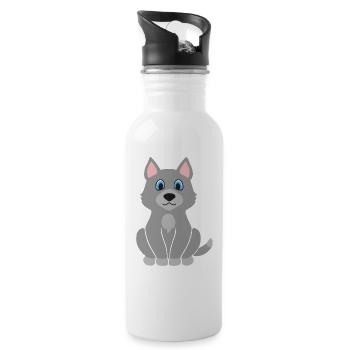 Loup - Gourde avec paille intégrée - blanc - Droite