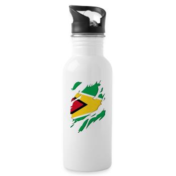 Guyana flag torn motif - Water bottle with straw - white - Right