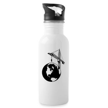 Ich Liebe Kräne! - Trinkflasche mit integriertem Trinkhalm - Weiß - Rechts
