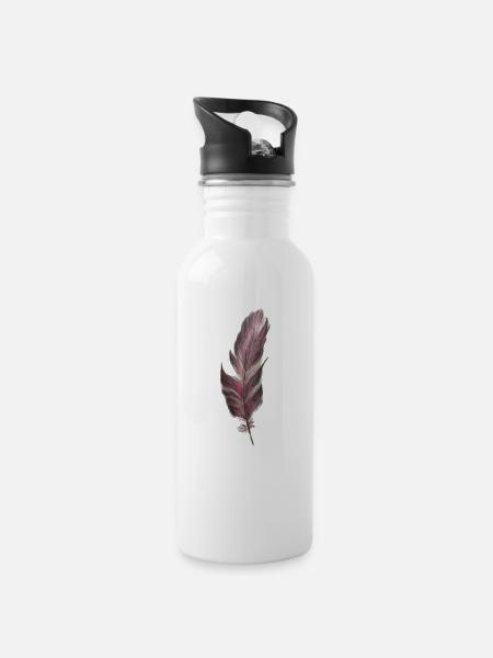 Feder - Trinkflasche mit integriertem Trinkhalm - Weiß