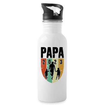 DAD 2023 FATHER'S DAY FATHER TWO CHILDREN - Water bottle with straw - white - Right