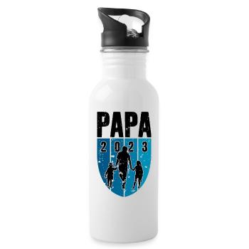 DAD SINCE 2023 FATHER'S DAY FATHER TWO CHILDREN - Water bottle with straw - white - Right