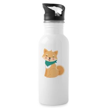 Shiba Inu - Trinkflasche mit integriertem Trinkhalm - Weiß - Rechts