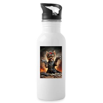 Chien Yorkshire Terrier - Bad Ass - Gourde avec paille intégrée - blanc - Droite