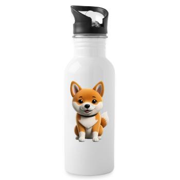 Shiba inu dog - Water bottle with straw - white - Right