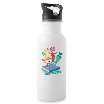 Monkey with school cone school enrollment school child - Water bottle with straw - white - Right