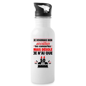 Cadeau anniversaire 50 ans, Humour & Fun - Gourde avec paille intégrée - blanc - Droite