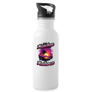 From München to Mallorca - Purple Text Edition - Trinkflasche mit integriertem Trinkhalm - Weiß - Rechts
