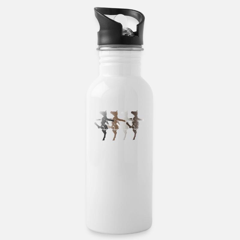 tanzende Kuehe - Trinkflasche mit integriertem Trinkhalm - Weiß