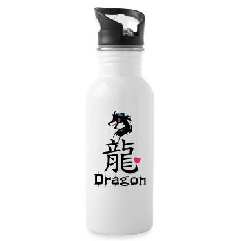 ❤️👄🐉Dragon en caractère chinois-Dragon d'amour- 龍 - Gourde avec paille intégrée - blanc - Droite