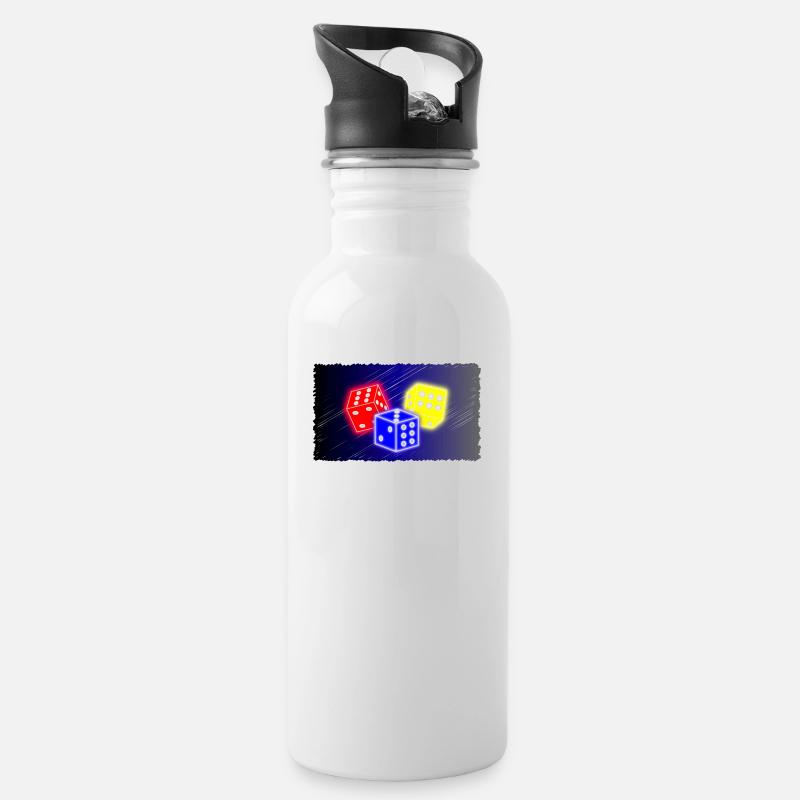 Würfeln - Trinkflasche mit integriertem Trinkhalm - Weiß