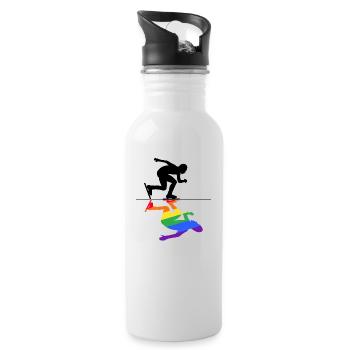 eislauf eisschnelllauf shorttrack shorttracker - Trinkflasche mit integriertem Trinkhalm - Weiß - Rechts