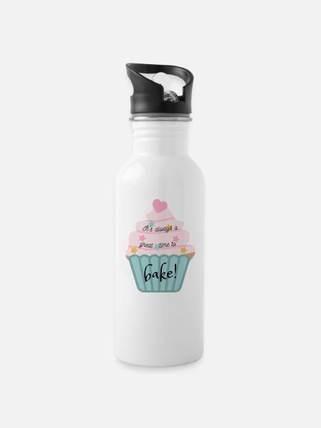 It's always a great time to bake! - Trinkflasche mit integriertem Trinkhalm - Weiß