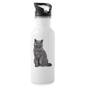 Chat British Shorthair - Gourde avec paille intégrée - blanc - Droite