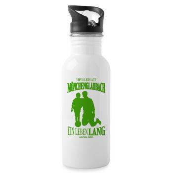 Mönchengladbach Fußball Fans Geschenk - Trinkflasche mit integriertem Trinkhalm - Weiß - Rechts