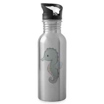 Hippocampe - Gourde avec paille intégrée - argent clair - Droite