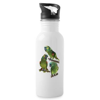 Die Blaustirnamazone - Trinkflasche mit integriertem Trinkhalm - Weiß - Rechts