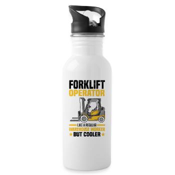 Forklift driver - Water bottle with straw - white - Right