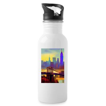 New York City Skyline - Water bottle with straw - white - Right