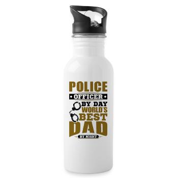 Polizei Polizist Polizeibeamte - Trinkflasche mit integriertem Trinkhalm - Weiß - Rechts