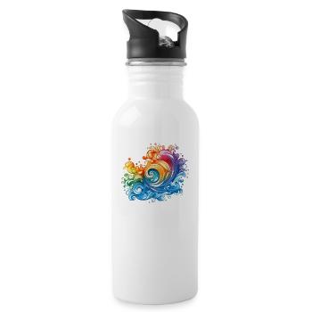 Rainbow Wave - Water bottle with straw - white - Right