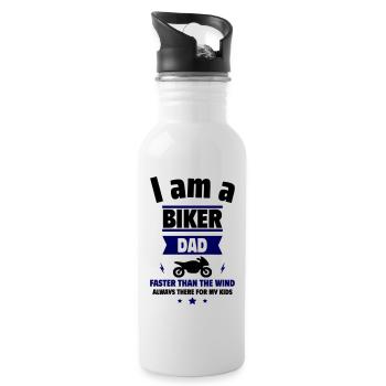 ich bin ein Biker-Papa, Vatertagsgeschenk - Trinkflasche mit integriertem Trinkhalm - Weiß - Rechts
