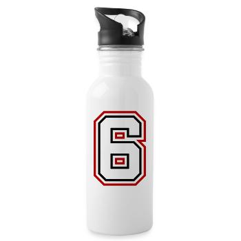 6 Zahl nummer - Trinkflasche mit integriertem Trinkhalm - Weiß - Rechts