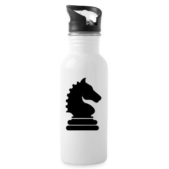 Pièce d’échecs de cheval - Gourde avec paille intégrée - blanc - Droite