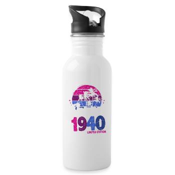 Anniversaire des années 1940 né dans les années 1940 rétro Vintage - Gourde avec paille intégrée - blanc - Droite