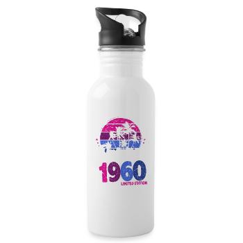 1960 ' s Vintage anniversaire rétro Vintage cadeau - Gourde avec paille intégrée - blanc - Droite