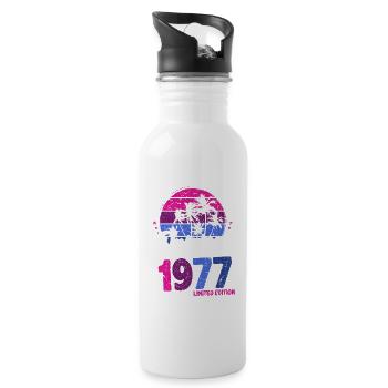 1977 Anniversaire Né En 1977 Rétro Vintage - Gourde avec paille intégrée - blanc - Droite