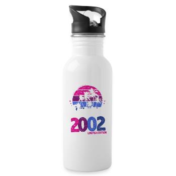 2002 Jahrgang Geburtstag Retro Vintage Geschenk - Trinkflasche mit integriertem Trinkhalm - Weiß - Rechts