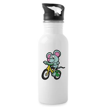 Maus Fahrrad Radsport Zweirad Sport - Trinkflasche mit integriertem Trinkhalm - Weiß - Rechts