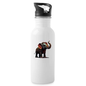 Le bonheur des éléphants - Gourde avec paille intégrée - blanc - Droite