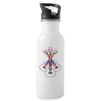 Ukulele lineart - Water bottle with straw - white - Right