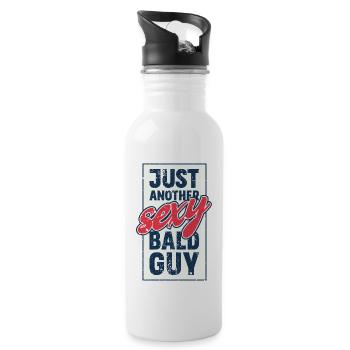 Just another sexy bald guy. - Water bottle with straw - white - Right