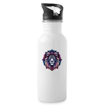 Mandala Lion mystique - Gourde avec paille intégrée - blanc - Droite