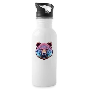 Mystical Bear Mandala - Water bottle with straw - white - Right