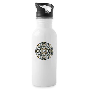 Mandala égyptien qui voit tout 1 - Gourde avec paille intégrée - blanc - Droite