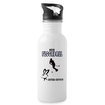 Floorball Spieler Ostern Floorballer Hockeyspieler - Trinkflasche mit integriertem Trinkhalm - Weiß - Rechts